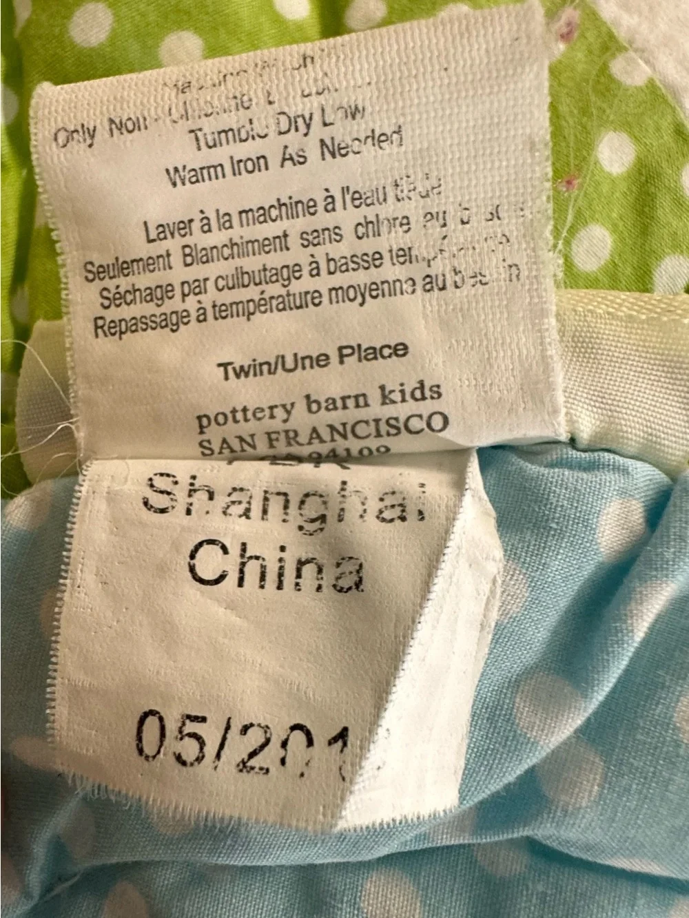 Retired Pottery Barn Kids Twin Brooke Patchwork Tree Quilt in Green, Blue & Pink